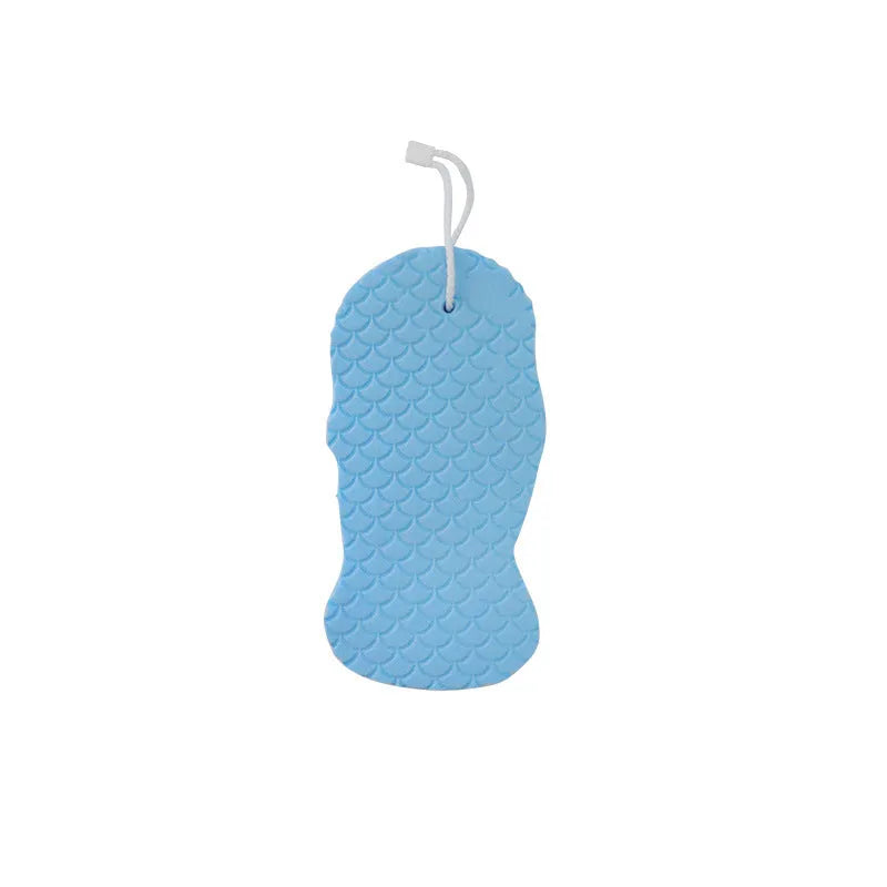 3D fish scale pattern bath sponge exfoliator in multiple colour options including white, grey, pink and light blue