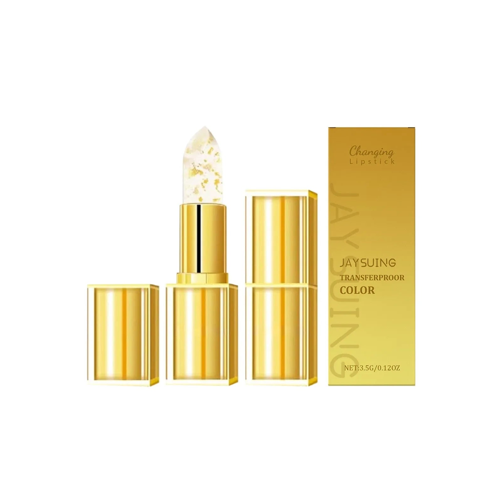 Gold Foil Discoloration Nourishing Lipstick in a 2.6cm square case.
