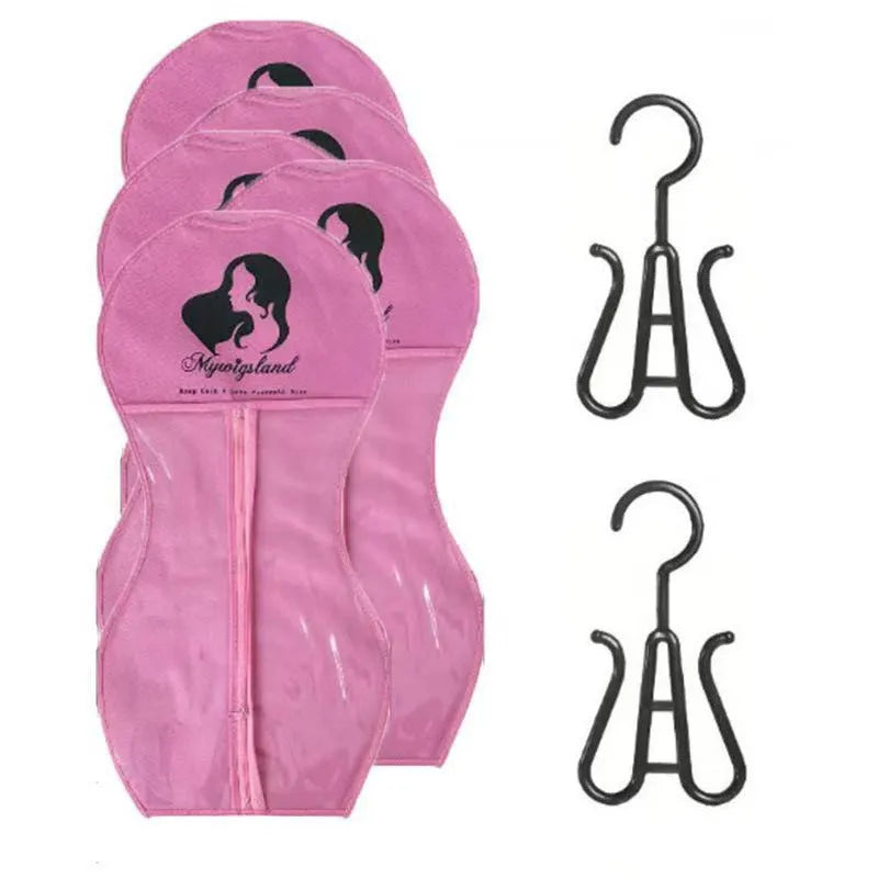 Non-woven zipper dustproof bag 29x60cm for wig storage in bedroom, black colour, with hook