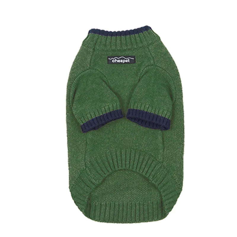 British style wool dog sweater with contrasting colours in sizes S to XXL for winter warmth