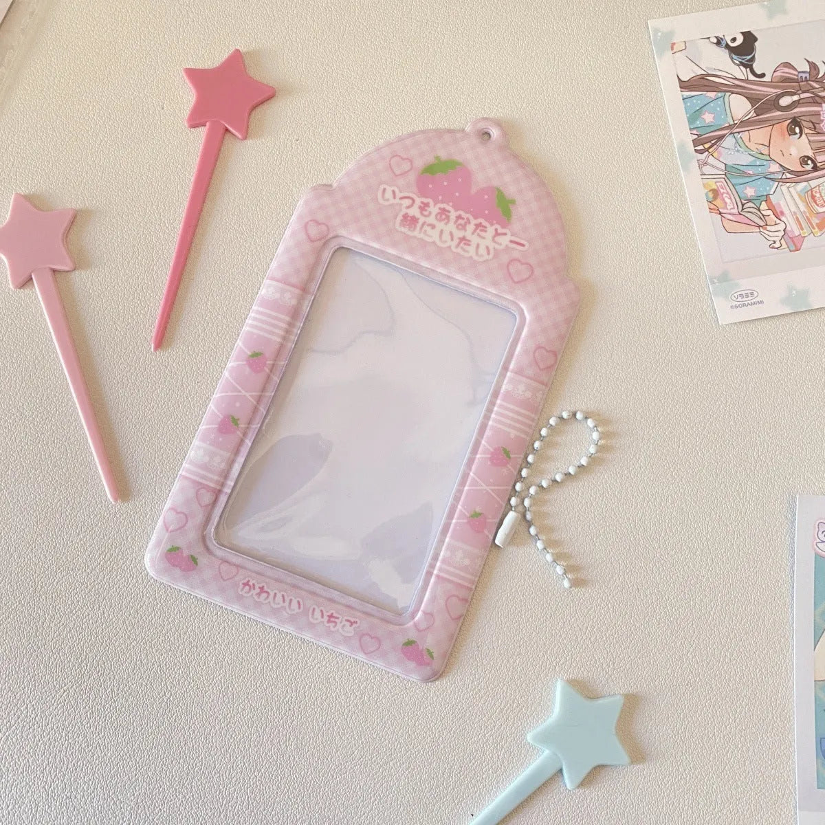 PVC cartoon card holder pendant with transparent sleeve for meal cards or IDs