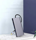 10-in-1 USB-C docking hub power bank compatible with Apple MacBook and iPhone