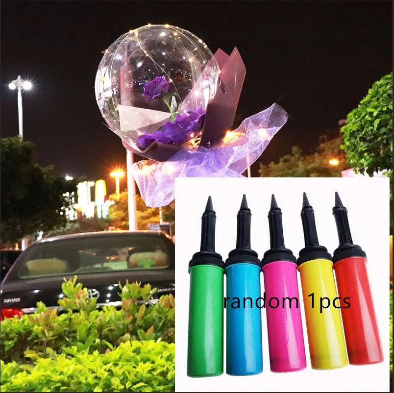 DIY LED luminous balloon rose bouquet set with transparent Bobo balls and LED lights on artificial flowers