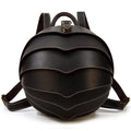 Genuine leather backpack with vintage creative beetle design, large capacity, dark brown colour, 33x18x27cm size