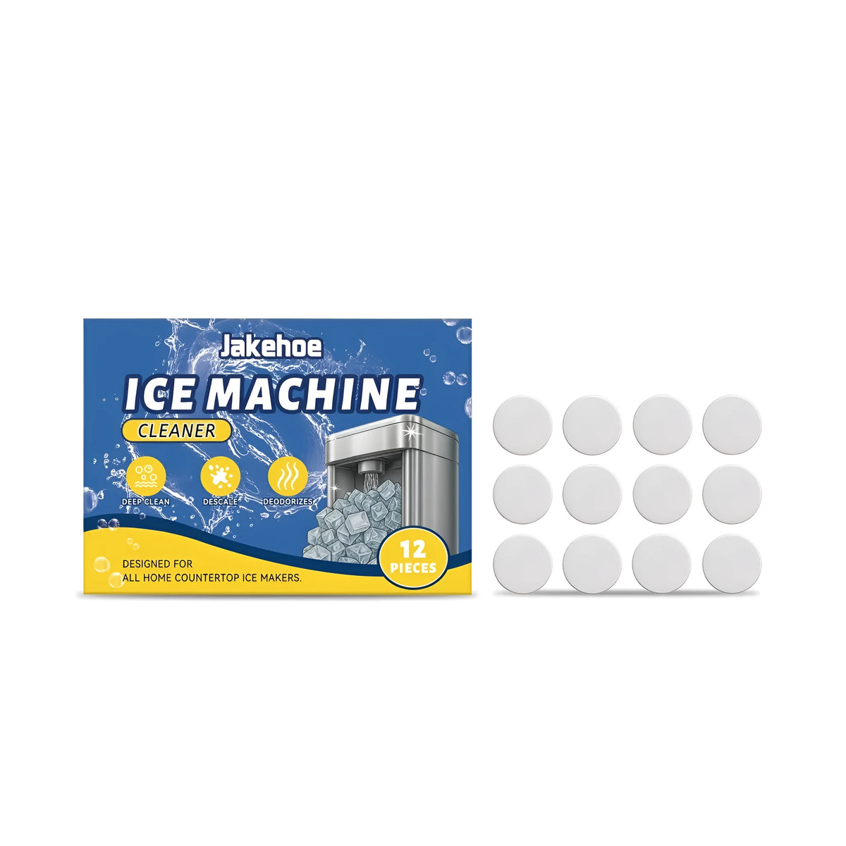 Ice machine cleaner sheets, 12 pieces, with sulfamic acid and citric acid for descaling and cleaning ice makers