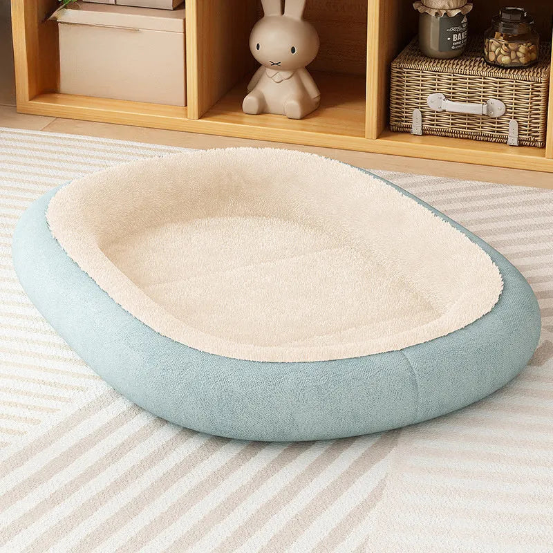 Grey thickened fabric indoor dog kennel with roof and removable plush cushion for small pet