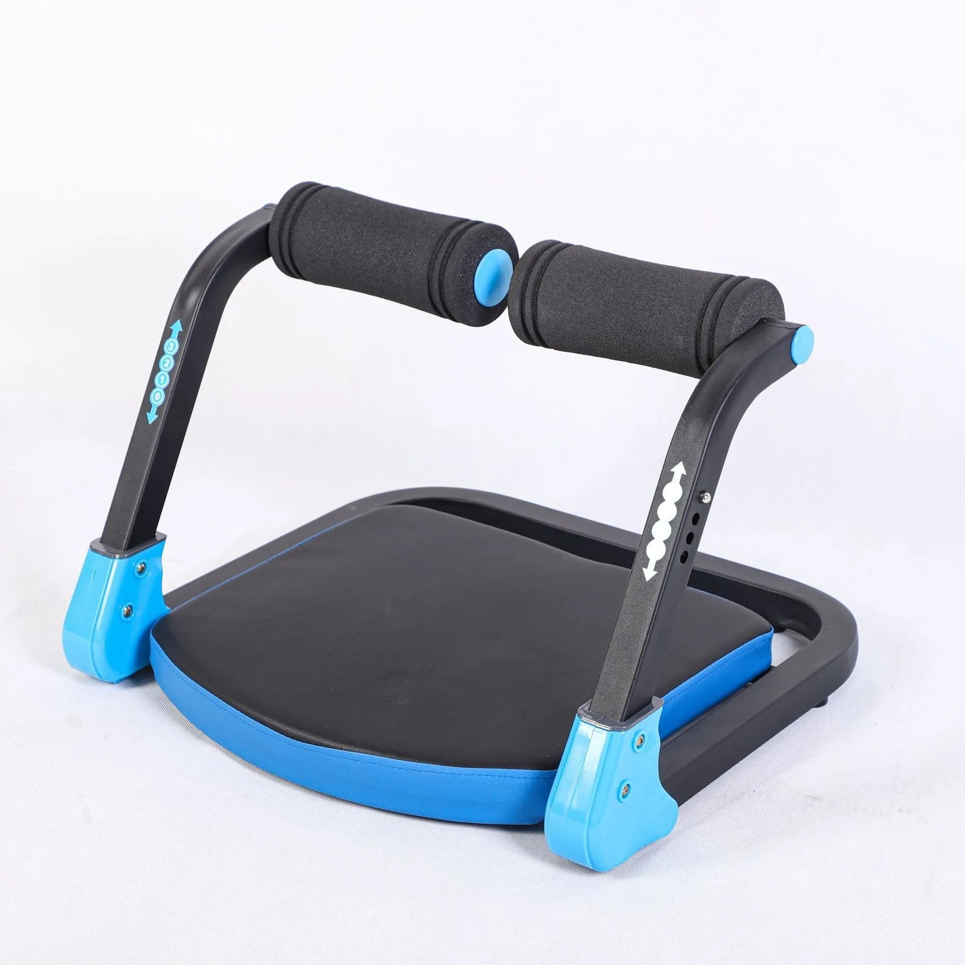 Sky blue and red portable mini multifunctional abdominal exercise device.