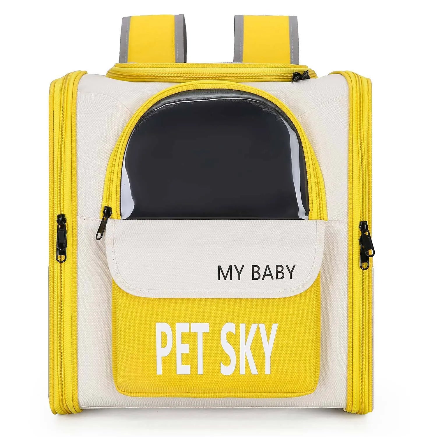 Outdoor portable pet carrier backpack in Oxford cloth with breathable design, black colour option