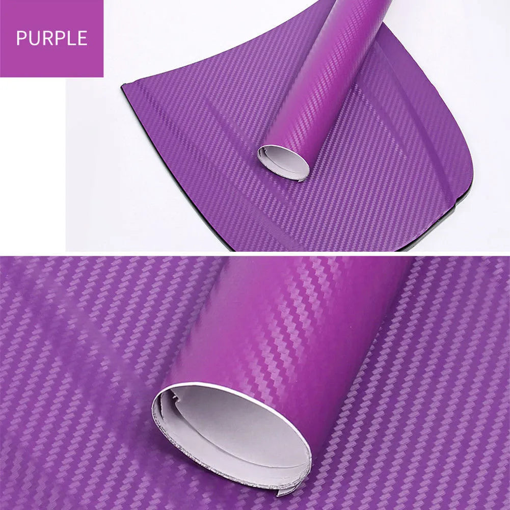 3D carbon fibre car sticker roll in eight colour options showing textured surface
