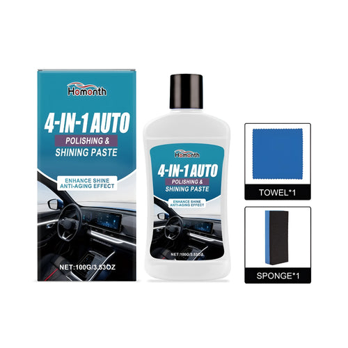 Automobile Plastic Care Kit with 100ml nursing cream, cloth, and sponge on a work surface