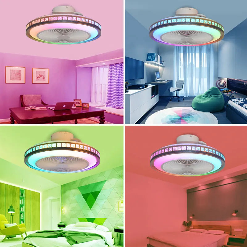 50cm ceiling fan lamp with LED light, PC blades, APP, Bluetooth and music, Fantasy 50CM