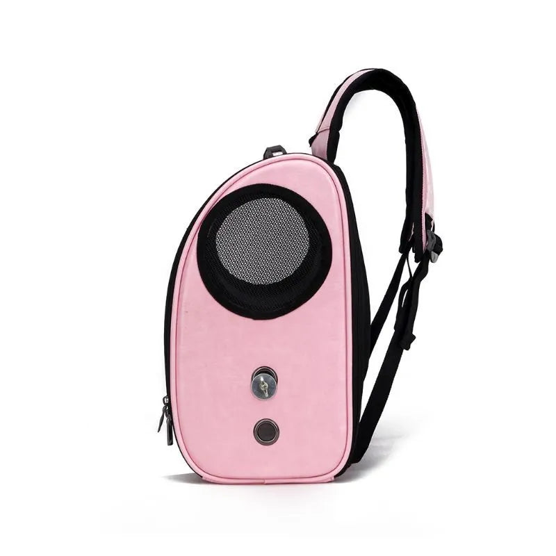 Foldable porous breathable pet bag with geometric pattern in blue for small animals