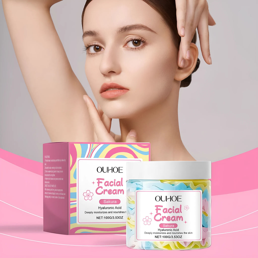 Sakura Butter Cream moisturising face cream in 5.7cm cube jar with 100g net content