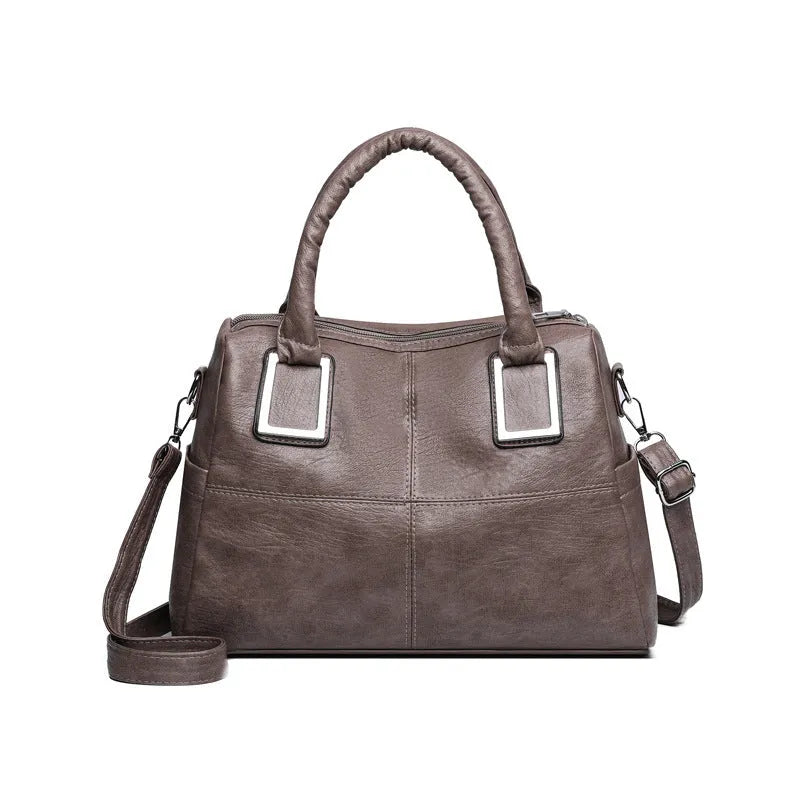 Women's square shoulder bag with phone compartment in camel colour