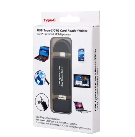 Black USB 3.0 memory card reader for SD and TF cards