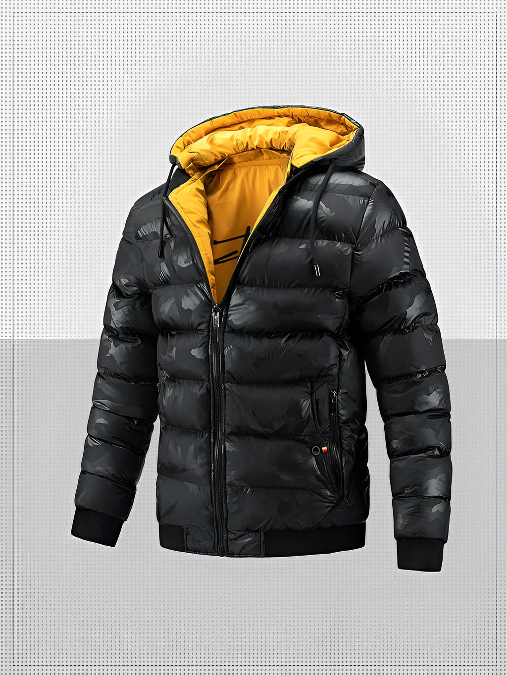 Men's double-sided casual coat in black or navy blue, polyester, Korean style, sizes M-2XL.