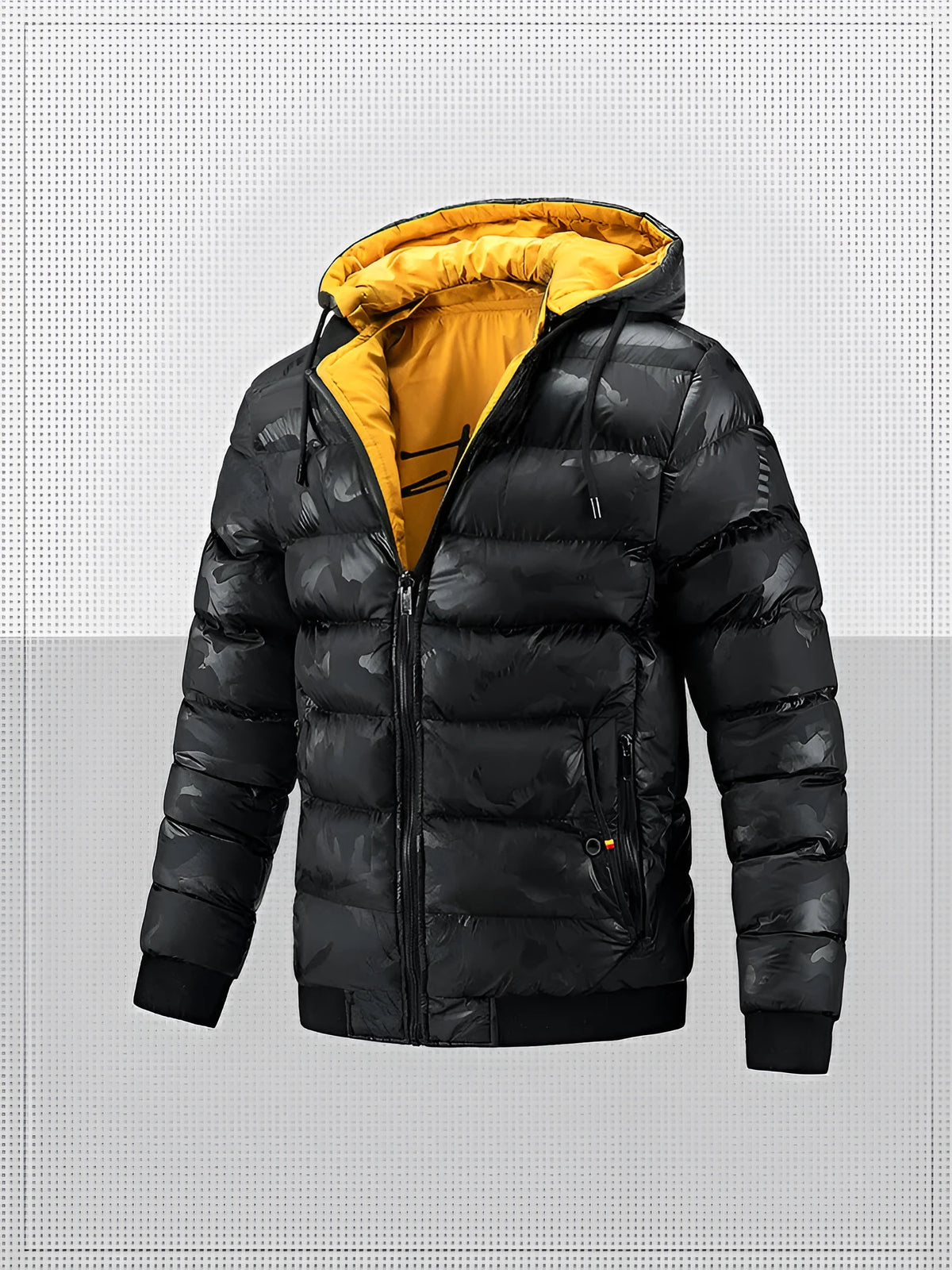 Men's double-sided casual coat in black or navy blue, polyester, Korean style, sizes M-2XL.