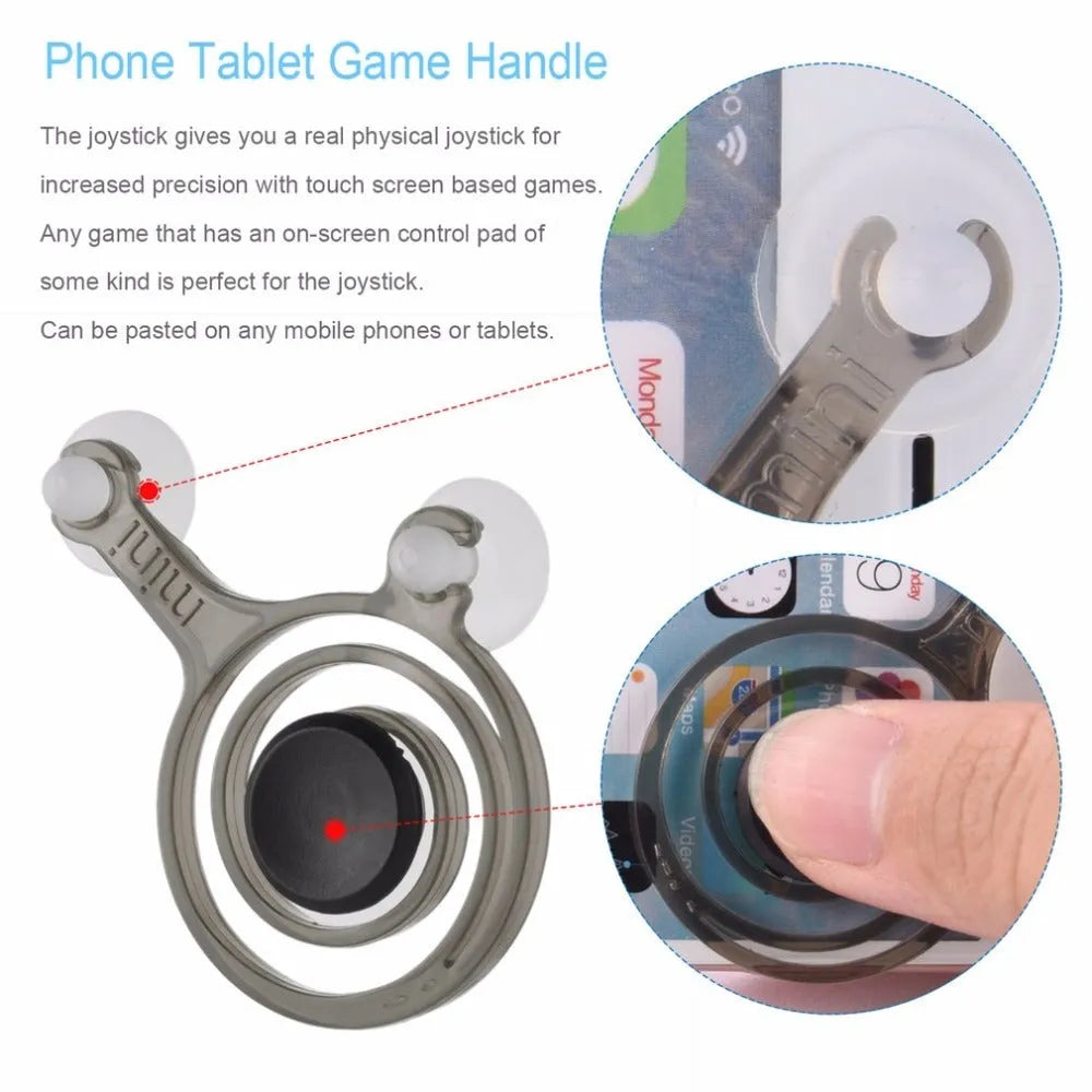 A pair of clear and black mini joysticks for mobile phone touchscreen gaming.