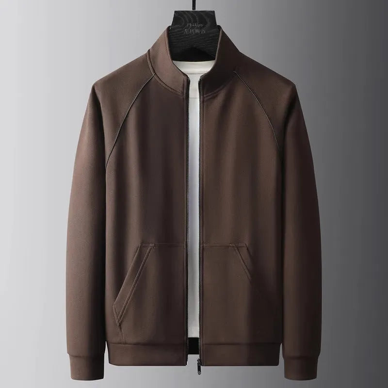 Men's stand collar sports suit set in slim fit with coat and trousers