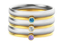 December birthstone titanium steel ring with geometric design and engraved pattern