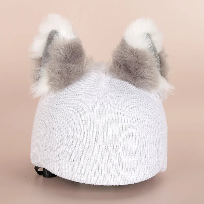 Child's plush cartoon character helmet cover and hat set in soft fabric, shown in medium size.