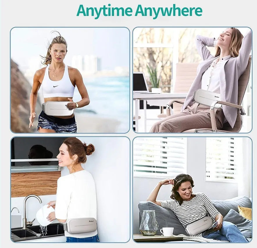 White Tummy Machine abdominal exercise equipment with three resistance settings and a PVC mat.