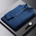 Eight loose men's casual cardigan sweater coat in M8511 apricot, thick polyester knit, slim fit, long sleeves, front view