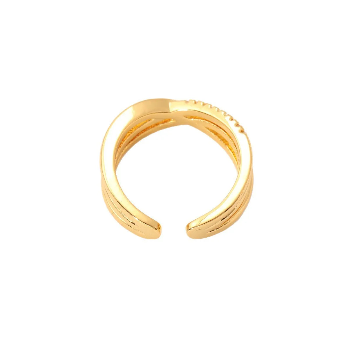 Women's simple geometric line open ring in gold colour with electroplated finish on copper