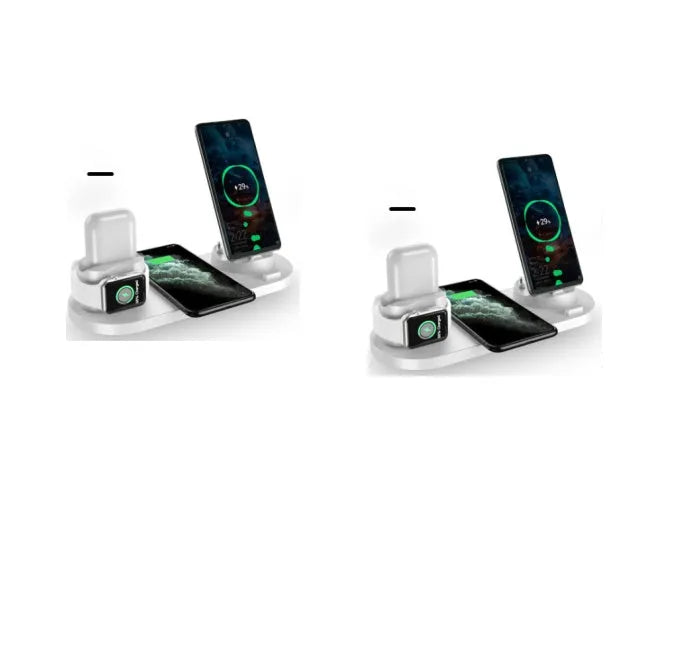 Digital LED alarm clock with night light and magnetic wireless charger in black casing