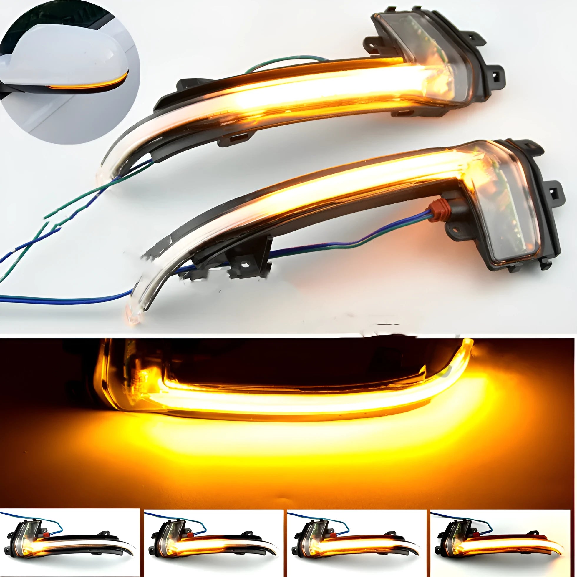 Dynamic LED mirror turn signal for Audi B8 and B8.5 models in blackened or crystal white