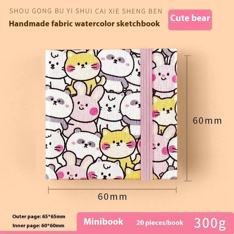 Feiluniao handmade fabric watercolour notebook with cotton paper, 185mm long, shown in a cover design option.