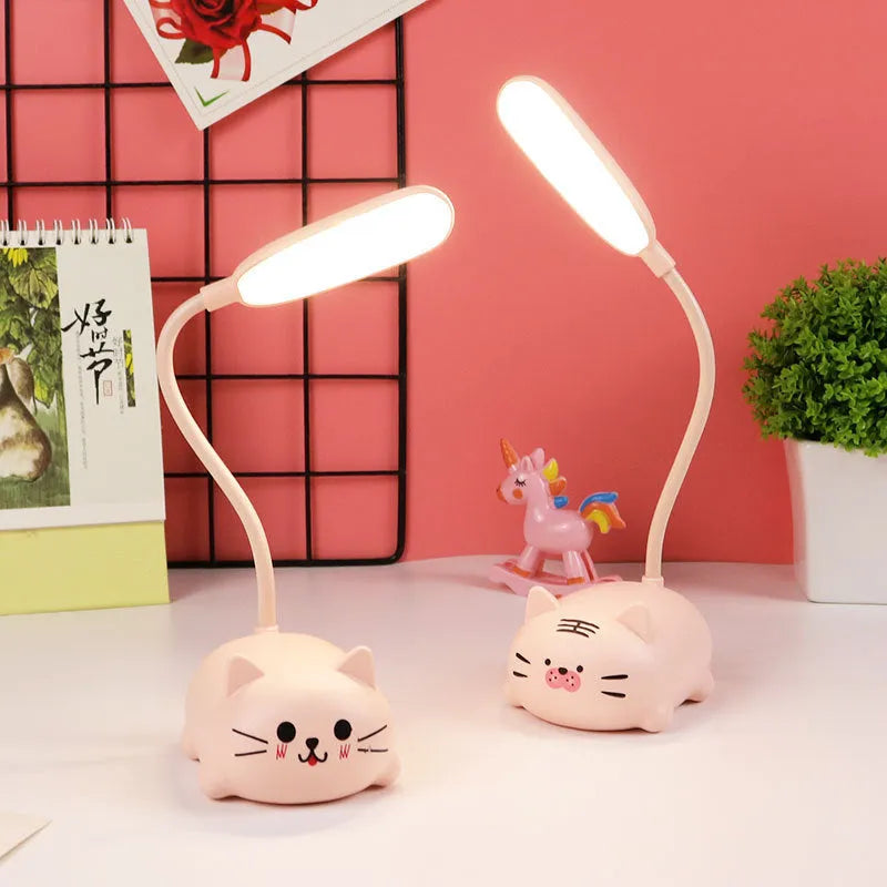 Girl heart LED table lamp guard lamp book light with USB charging, warm white flicker-free light, available in Blue or Pink