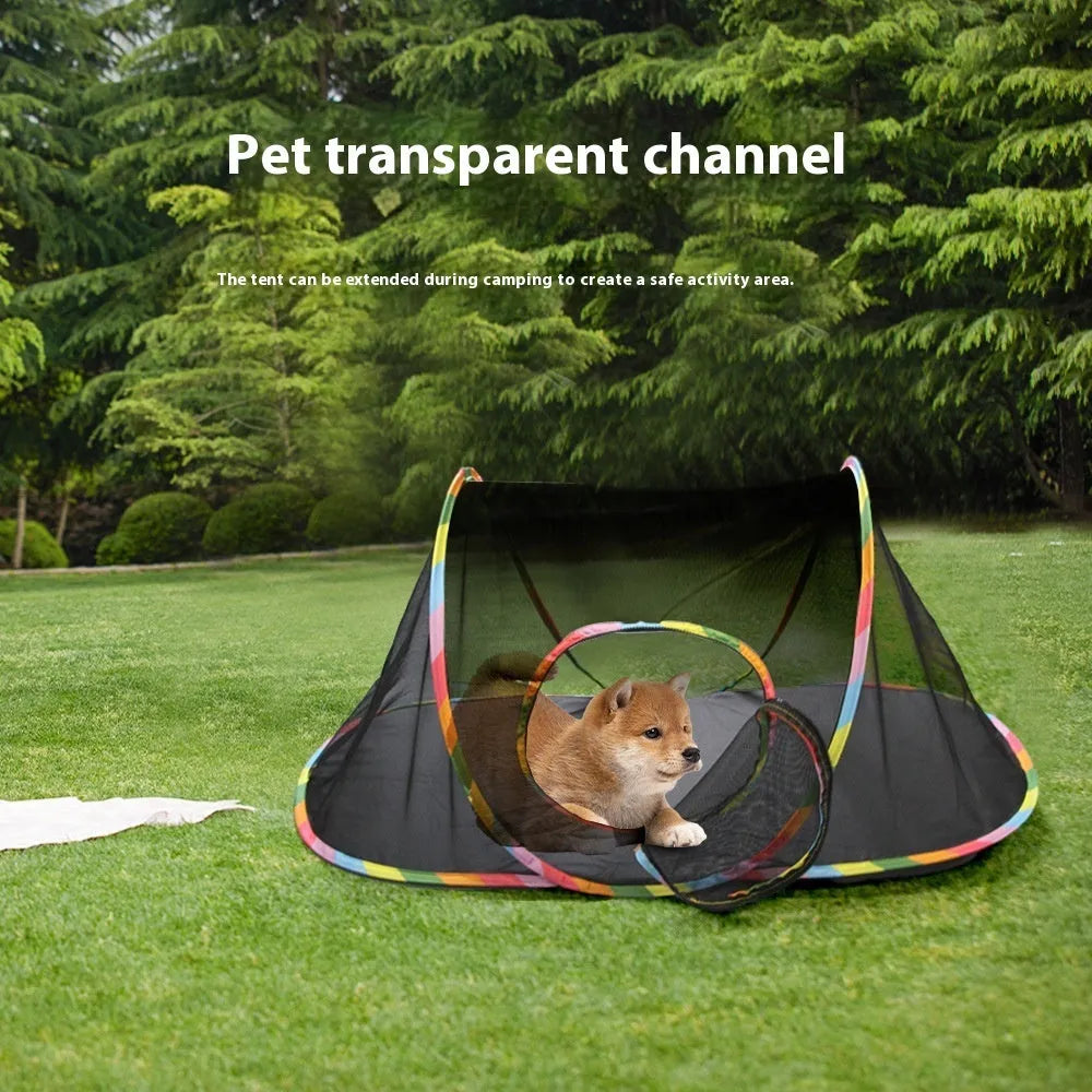 B18319 mesh model foldable cat cage showing five shape variations: square, long straight, tent, tee, and hexagonal