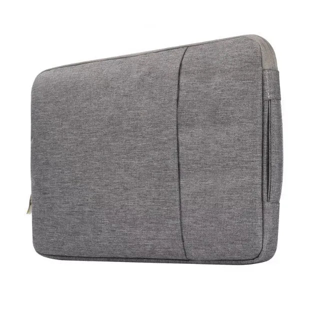 Grey canvas leather-style protective case for a Pro 12.9 tablet with a handbag design.