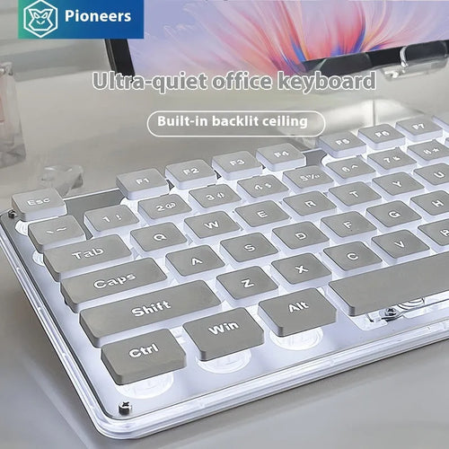 Button mute wired mechanical keyboard with USB cable in Metal Black blue backlight colour option.