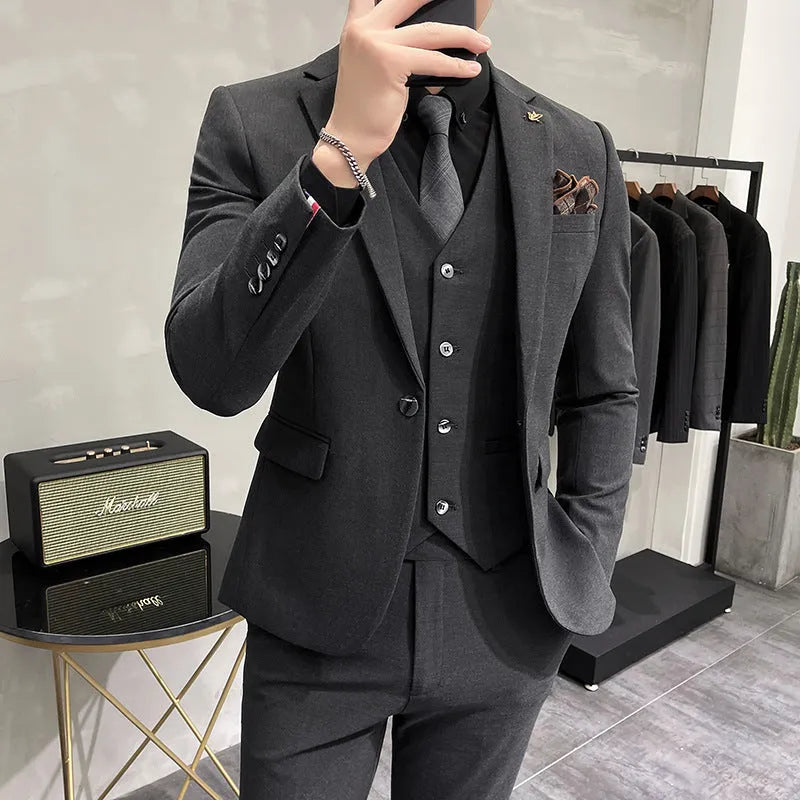Men's 3-piece suit set in light business style, jacket, trousers and vest, available in multiple colours and extended sizes S to 7XL
