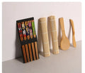 White sushi tool set with bamboo rolling mat and rice paddle for home sushi making