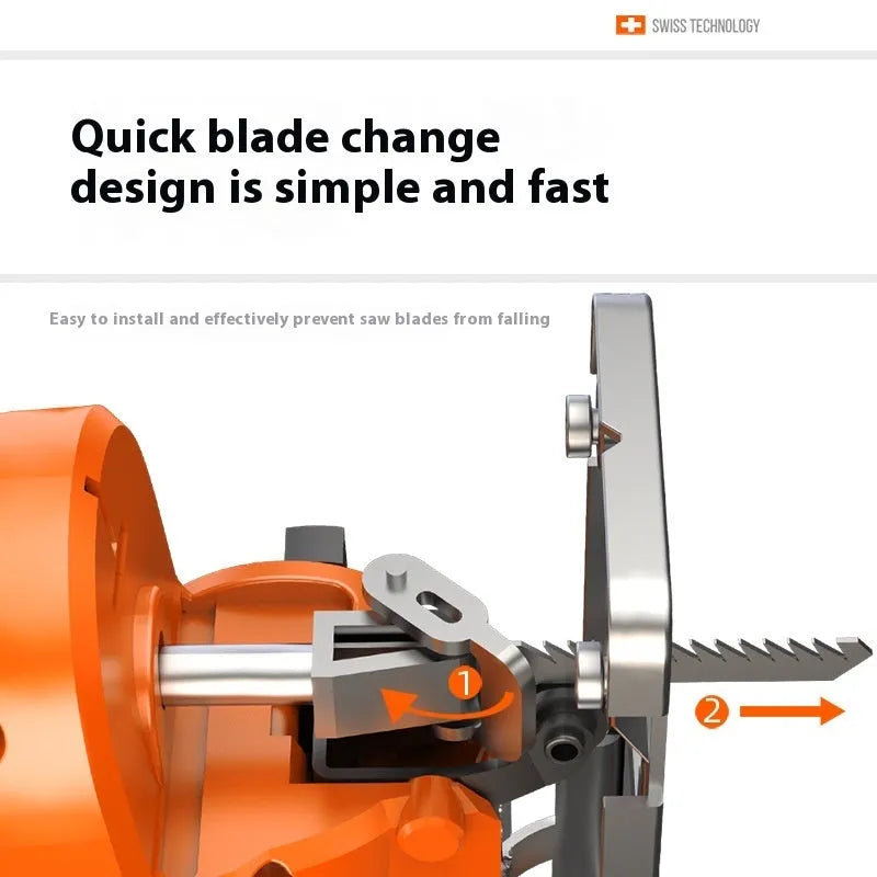Handheld scroll saw 600W for cutting PVC wood and metal with five blades in paper box packaging