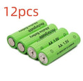 Green alkaline rechargeable AA battery with 3000mAh capacity and 1.5V rating.