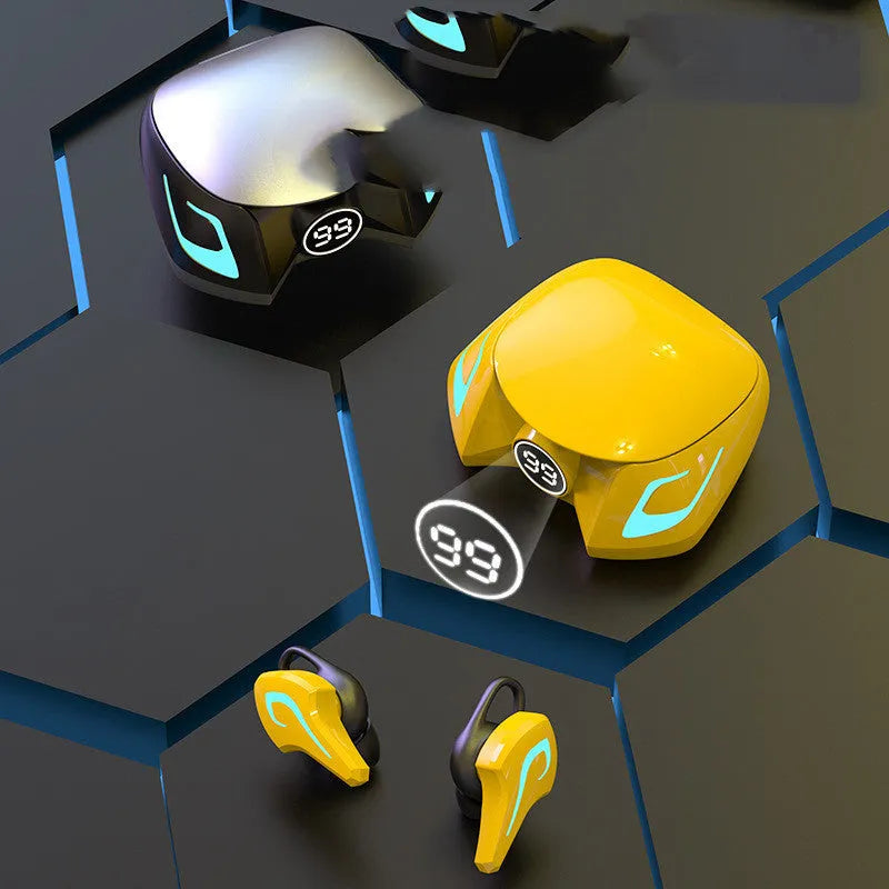 Colourful wireless Bluetooth 5.0 gaming earphones with earplug design for mobile phones.