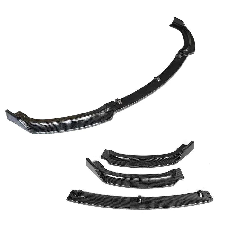 Bright black polypropylene front bumper lip spoiler for BMW 3 Series F30 F35 models.
