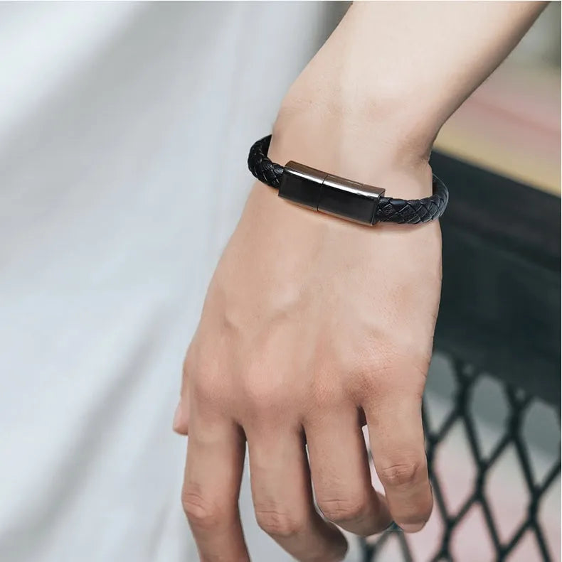 Bracelet cable Mini USB Micro USB single head brown double line 22.5cm with gift box