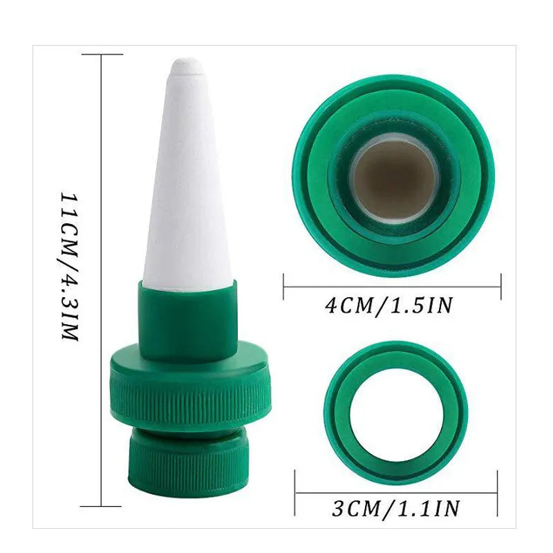 Green ceramic plant watering dripper device for cola bottle irrigation system