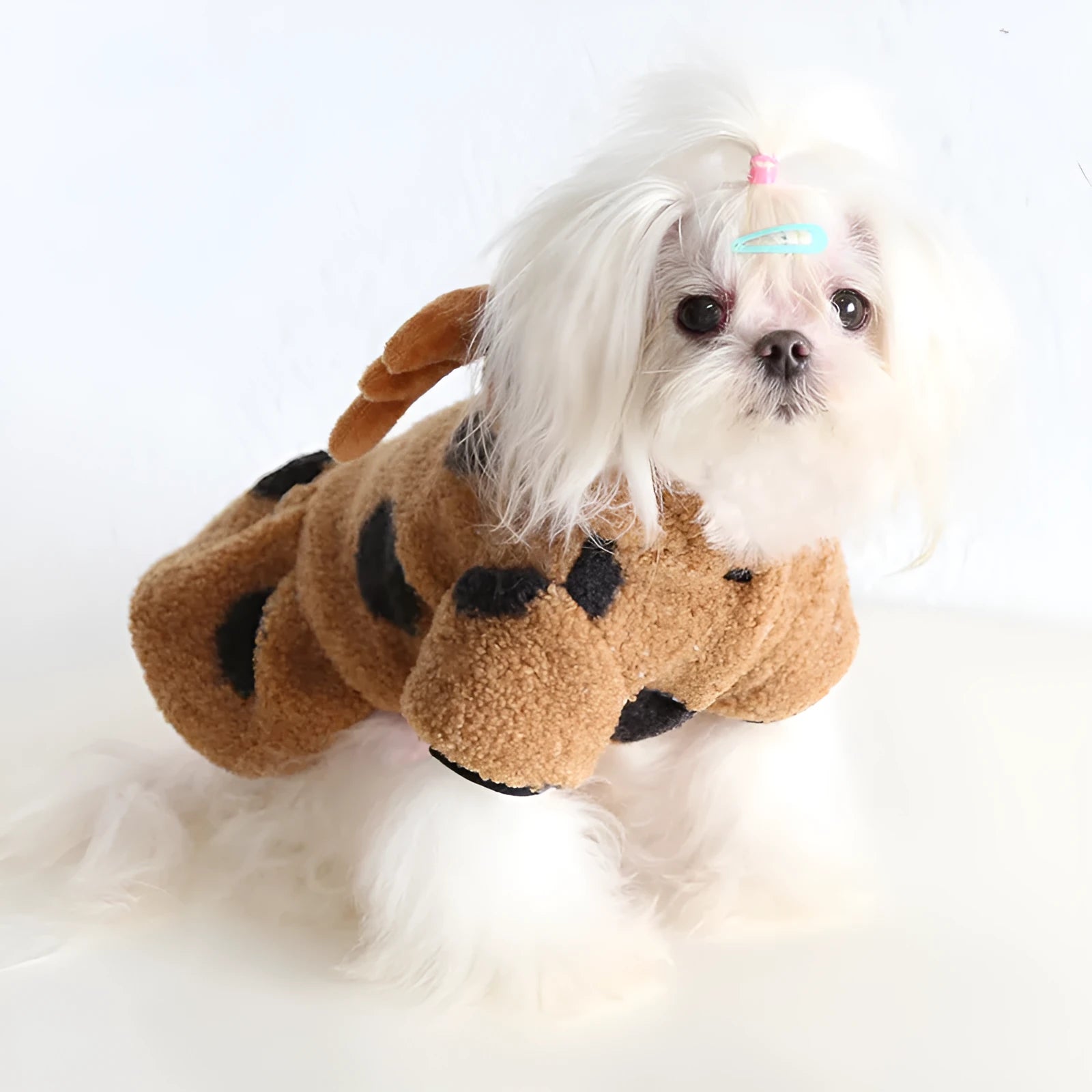 Polka dot elk couple design pet clothing for dogs and cats in skirt and four-leg styles