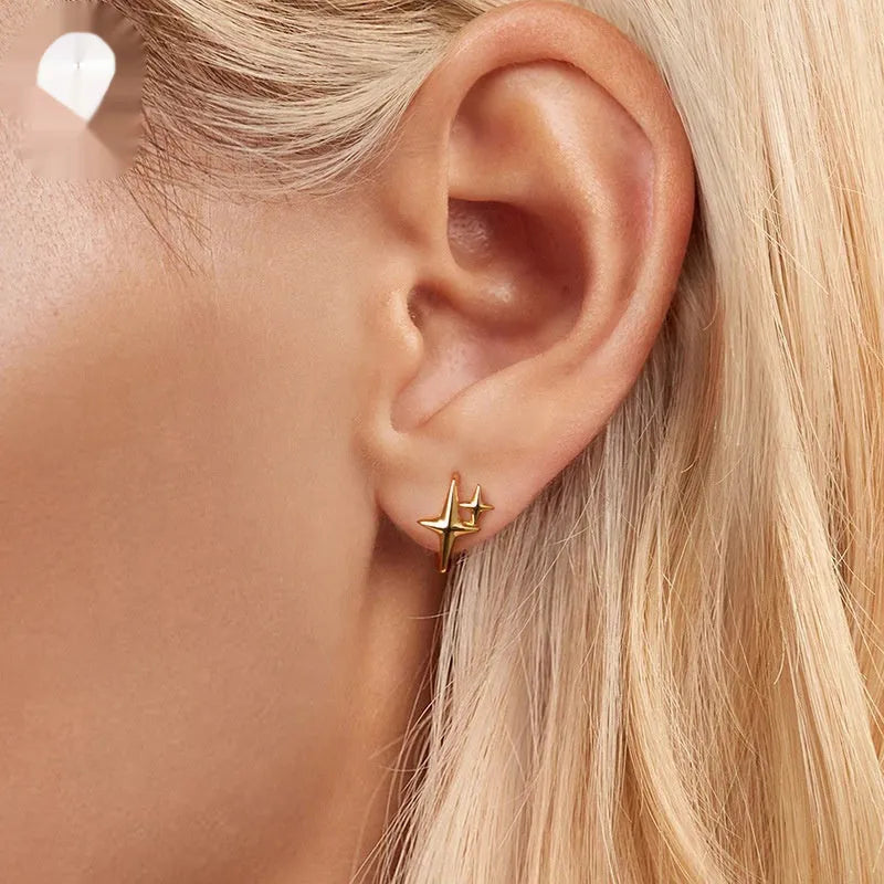 Minimalist star ear clips in oxidised sterling silver with two design options BSE1076 and BSE1076B