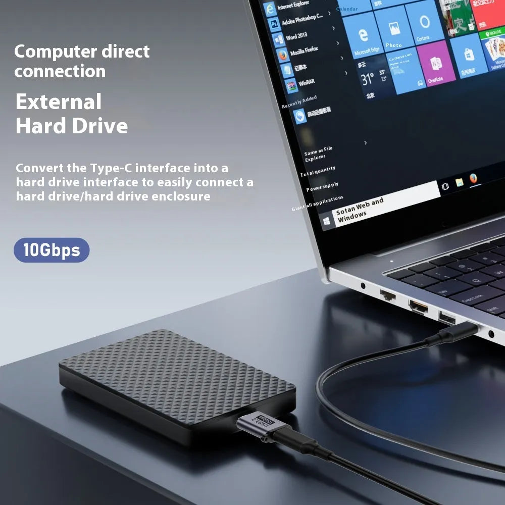 USB-A male to Micro-B female adapter for hard drives and phones