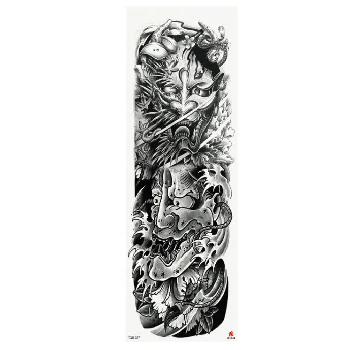 Full arm waterproof tattoo sticker 480x170mm with transfer process semi-manual production