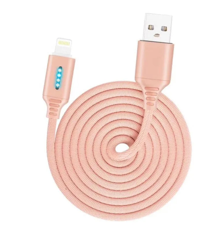 Fabric braided USB charging cable in black, 1 metre long with USB and device connectors