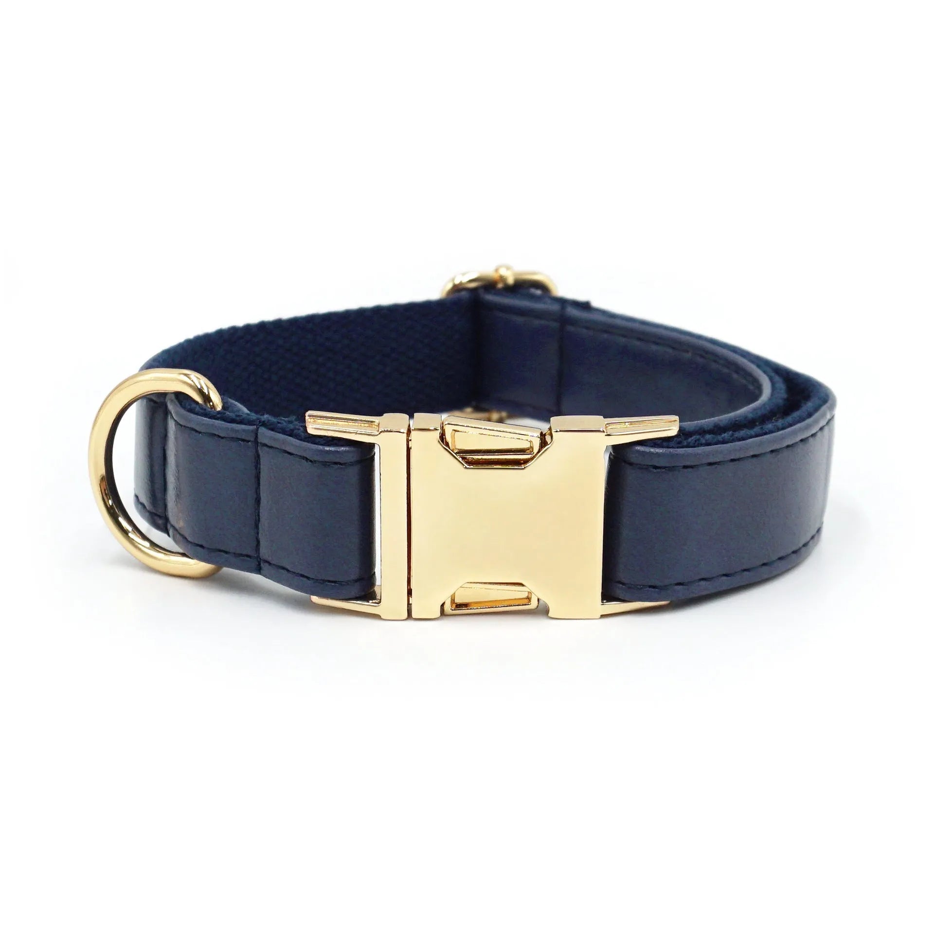 Leather dog collar with velvet finish and brass metal buckle in caramel colour option