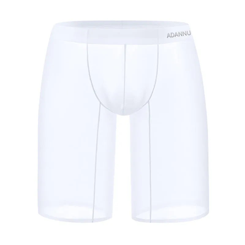 Men's black seamless mesh home shorts made from nylon knit fabric